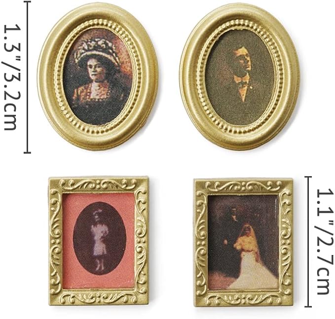 Odoria 1/12 Miniature Victorian Framed Art Wall Pictures Dollhouse Accessories