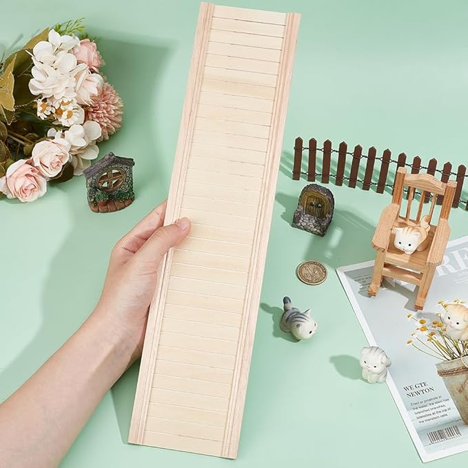 Miniature Dollhouse Accessories, Wainscot Interior Paneling Doll House Wooden Wainscoting Wooden Dollhouse Trims for Miniature Houses Small Buildings 14.5x3.3inch
