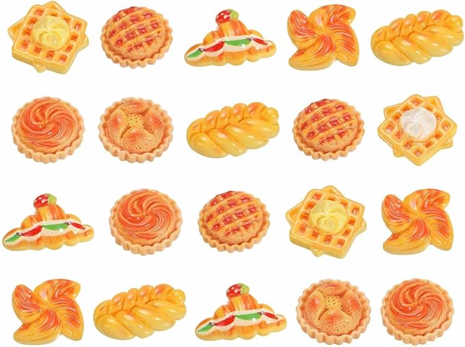 Dollhouse Miniature Food, Cute Mixed Lattice Cookies Figures Toys Mini Resin Foods Trinkets for Pretend Play Kitchen Cooking Game & Doll House Decor (Mixing Colors, 20pcs)