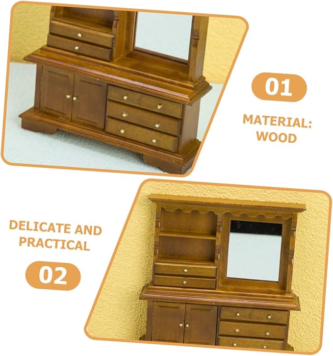 Uonlytech Lovely Miniature Dollhouse Dresser Decorative Furniture for DIY Mini House Landscaping Scene Bright Color Adorable Scale Accessory for Creative Home Decor