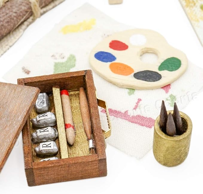 Odoria 1/12 Miniature Paint Easel Set Dollhouse Decoration Accessories
