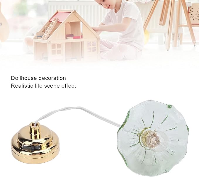 Dollhouse Chandelier, Miniature Chandelier Miniature Lamp Props Micro Decoration Scene Accessories Dollhouse Ceiling Lamp for Home Decor (Green)