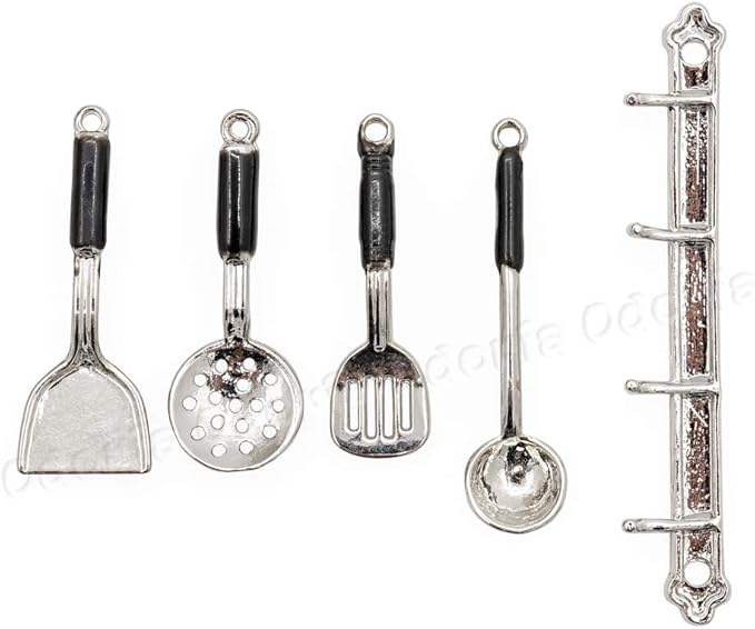 Odoria 1/12 Miniature Kitchen Utensils Dollhouse Decoration Accessories, Silver
