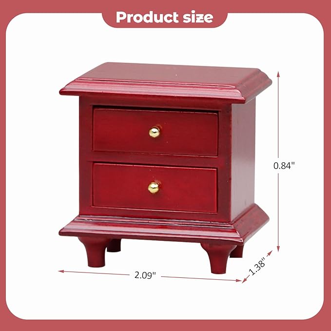 Dollhouse Furniture, 1:12 Scale Doll Side Table with Drawers Miniature Dollhouse Wooden End Table, Mini Nightstand Living Room Bedroom Dolls & Accessories DIY Doll House Decorations for Girls and Boys