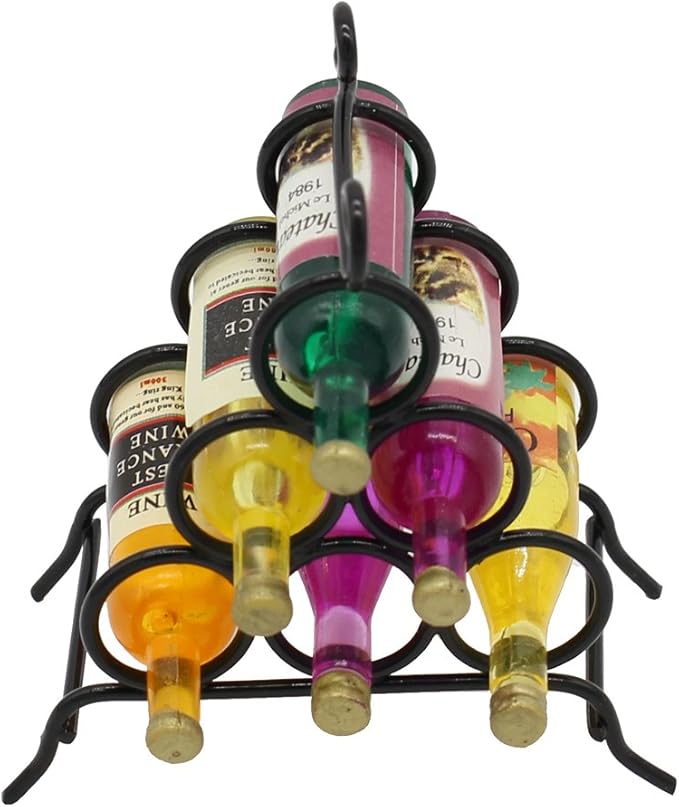 simhoa 1/12 Dollhouse Miniature Wine with Rack Kitchen Room Furniture Table Decoration