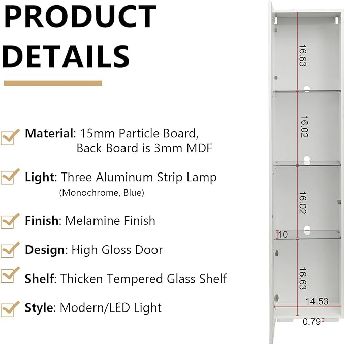 Pvillez 67" LED Display Cabinet with 4 Glass Shelves & 1 Door, Modern Curio Cabinet Collection Display Case Storage Cabinet, High Gloss Floor Standing Bookshelf for Living Room Bedroom Office (White)