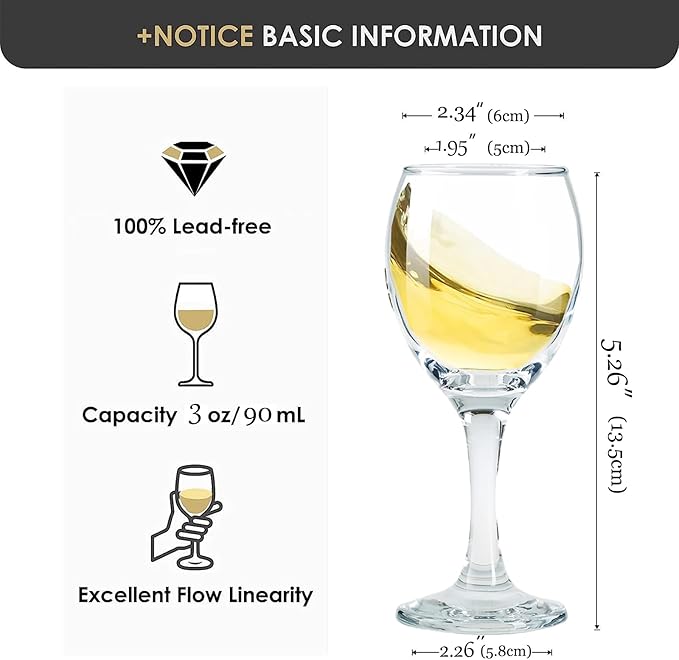 Glsairy Small Wine Glasses Cordial Glasses With Stem | Limoncello Glasses Set of 12 | Port Wine Glasses 3 oz | 90 ml