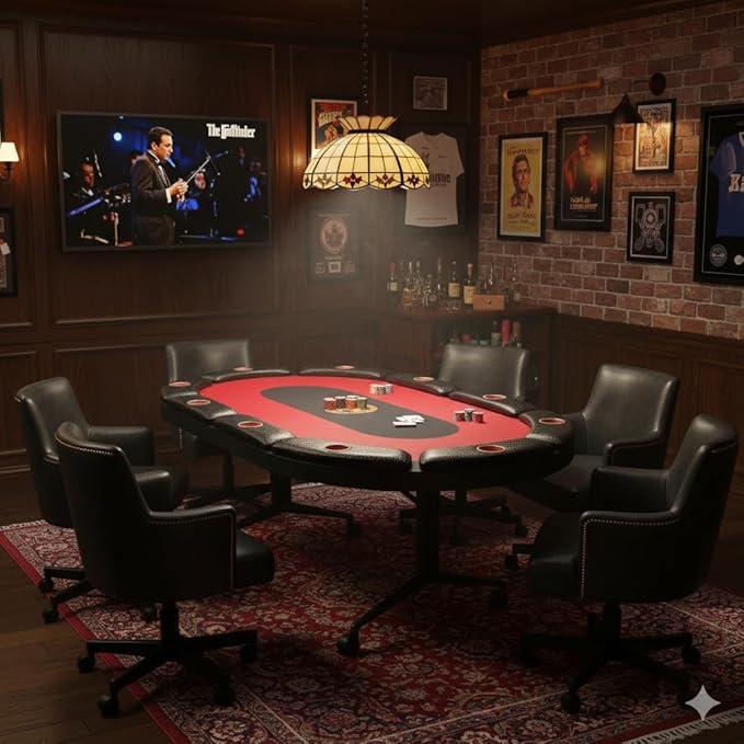 Triton Premium Poker Table for 10 Players - Foldable and Long-Lasting Poker Table, Luxurious Vegas Style Casino Experience at Home