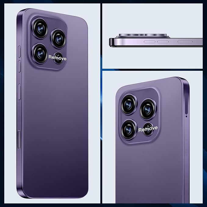 JQAKP 16PROMA X 5G Phone,Smartphone Unlocked Cell Phone 16GB+512GB/6.99“ HD Screen Display/68MP+108MP Camera/7000 mAh, Dual SIM Card/Face Unlock/Fingerprint Button Unlock (Dark Purple)