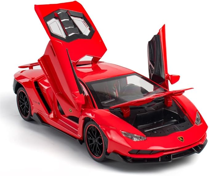 Toy Cars Model Lambo Sports Race Car 1/24 Red Alloy Collectible Diecast Vehicles with Sound and Light