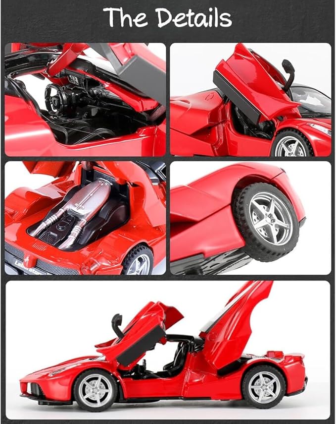 Alloy Collectible Red Race LaFer Pull Back Vehicles Diecast Cars Model with Lights and Sound