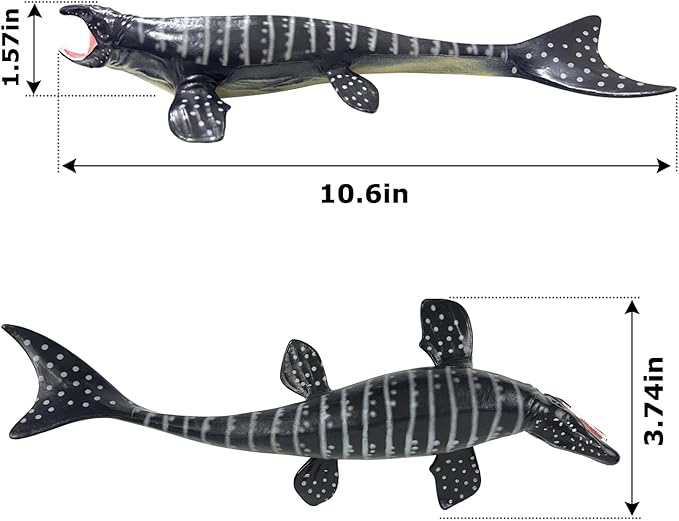 SmilerSmile 9" Solid Sea Animals Educational Toys, Simulation Ocean Shark Sea Creature Toy for Toddlers Kids (Grey Mosasaurus)