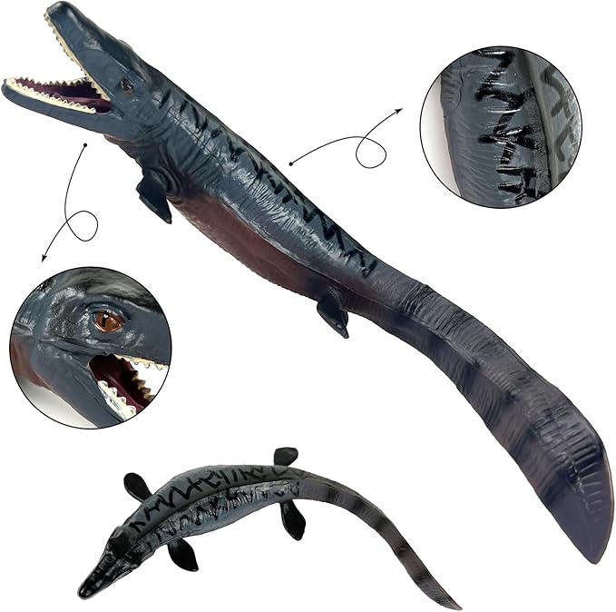 SmilerSmile 9" Solid Sea Animals Educational Toys, Simulation Ocean Shark Sea Creature Toy for Toddlers Kids (Tylosaurus)
