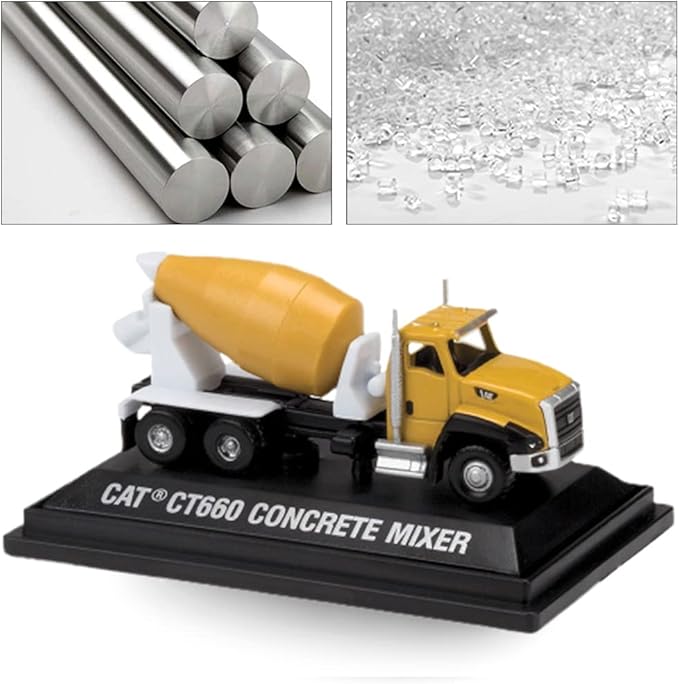 EROCK 1:160 N Scale Alloy Construction Vehicles - 1 Pcs, Die Cast Mini Construction Truck Toys, Engineering Vehicle Model for N Scale Railroad, Train Set, Collection, Age 8+ (CT660 Concrete Mixer)