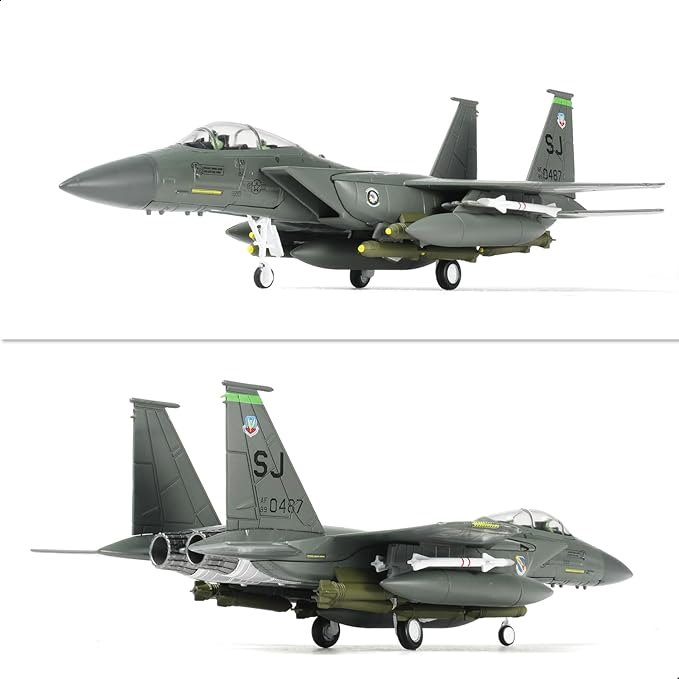 Classic American F-15E Strike Eagle Fighter 89-0487 Pre-Build Model Kits 1:100 Aircraft Alloy Diecast Airplane Military Display Model Aircraft for Collection or Gift