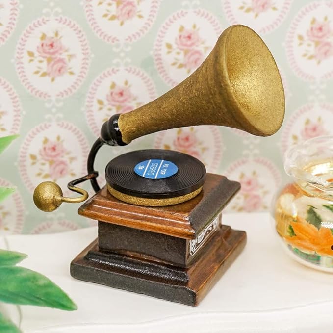 Odoria 1/12 Miniature Record Player Gramophone Dollhouse Victorian Accessories