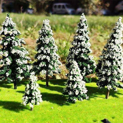 Warmtree 22PCS Mixed Scale Model Trees, Mini Snow Pine Model Trees 2-6 Inch, for Diorama Supplies Christmas Accessories Miniature Christmas Trees Micro Train Landscape Railway Sand Table