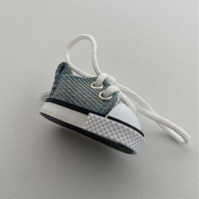 Mini Canvas Sneakers for Dolls, 2 Pairs Set in White and Denim Blue, Lace-up Style for labubu 2025,Include A Pair of Glasses(no Lenses) (White & Denim Blue)