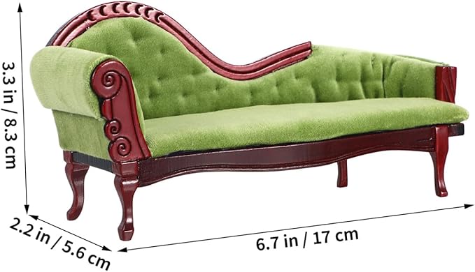 Doll House Mini Chaise Couch Ornaments Dollhouse Living Room Furniture Dollhouse Sofa Arm Chair Miniature Couch Mini Sofa Model Doll Furniture Miniature Vintage Sofa Sofas Birch