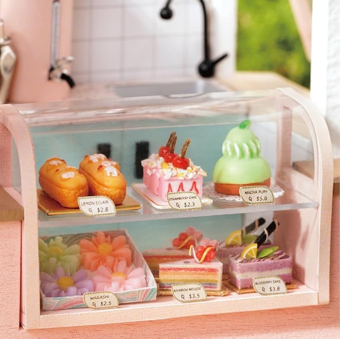 CRIOLPO Miniature House Kits for Adults, DIY Doll Room Miniature Furniture House Kit, Wooden Dolls House, Tiny House Model Kits, Craft Your Own Wooden Doll House - Sunshine Milk Tea Shop