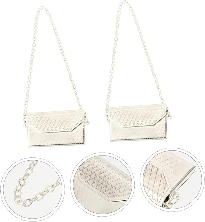 Toyvian 2pcs Dollhouse Metal Bag Doll Handbags Miniature Handbag Mini Metal Handbag Mini Doll House Model Accessories Handbag Bjd Dollhouse Bag Ladies Wallet Little Things Backpack Miss