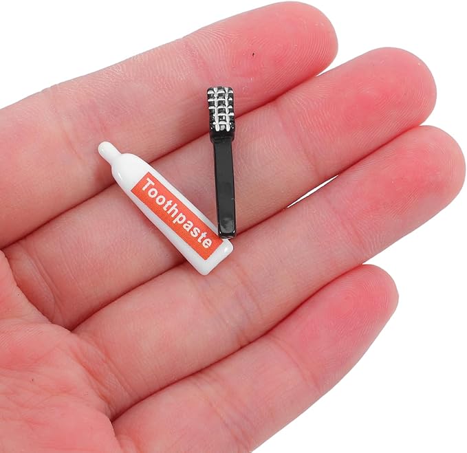 Lurrose 10pcs Simulation Toothpaste Toothbrush Mini Doll Dolls House Miniature Scene Model Charm for Crafts Making Mini Decor Phone Case Accessories Household Epoxy Hair Accessories