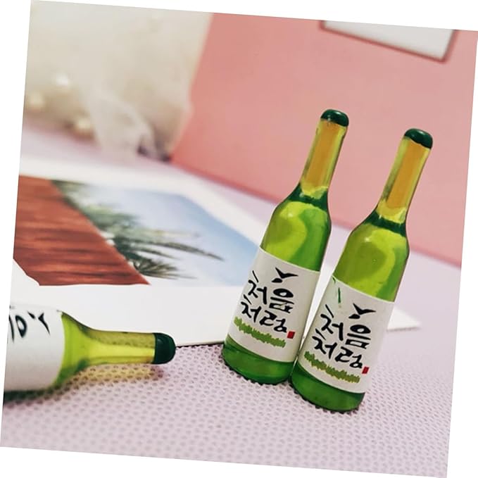 FELTECHELECTR 12pcs Miniature Korean Style Rice Wine Bottles Mini Wine Bottle Models for Dollhouse Decorations DIY Accessories for Miniature Scale Collectors