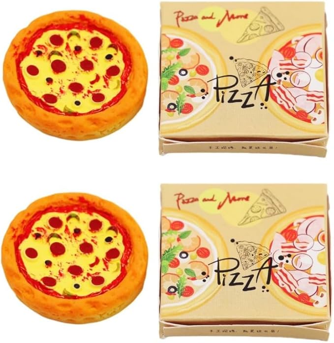 4-Piece 1/12 Miniature Pizza Set, Miniature Pizza Dollhouse Decoration Accessories Resin Mix Pizza Mini House Food Decoration Accessories Dollhouse Décor