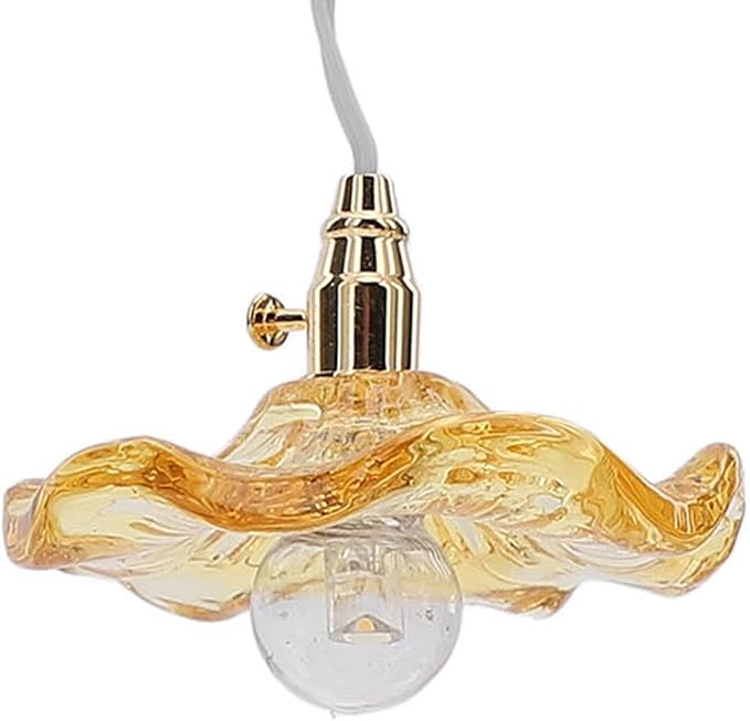 Dollhouse Chandelier, Miniature Chandelier Miniature Lamp Props Micro Decoration Scene Accessories Dollhouse Ceiling Lamp for Home Decor (Yellow)