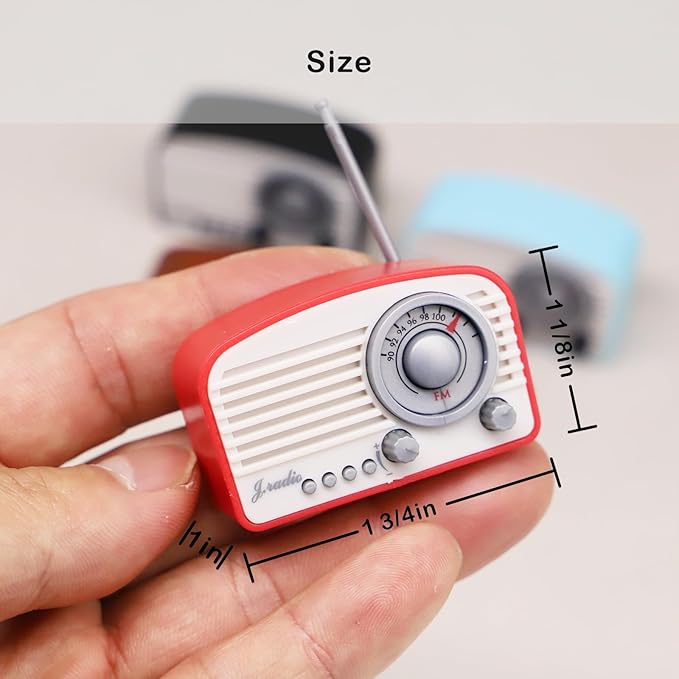 Dollhouse Miniature Radio Model, Mini Living Room Radio, Room Box Supply Radio with Antenna That can be Raised, for Dollhouse Miniature Accessories, Room Desktop, Diorama Decoration (Blue)