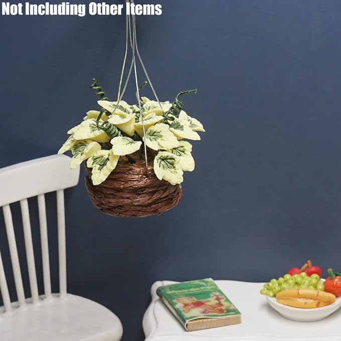 Odoria 1/12 Miniature Hanging Plants Mini Tiny Potted Plant Miniatures Dollhouse Decoration Accessories Doll House Accessory, 2Pcs Light Green