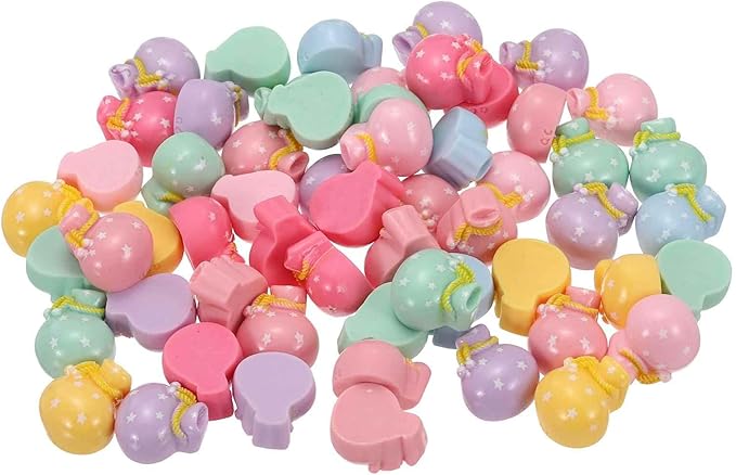 Mini Cute Small Lucky Bag Decor, Miniature Doll Food Crafts for Dollhouse & Landscape & Mini Kitchen & Micro Fairy Garden & DIY Craft Decorations(Dark Colors, 100pcs)