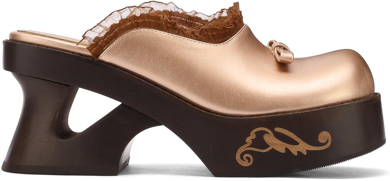 kuoco Handmade Swedish Wood Mules for Women Platform Low Heel Wooden Clogs Mules Open Back Faux Leather Clogs
