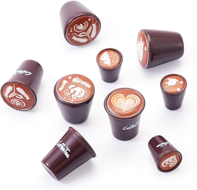 36Pcs Resin Mini Coffee Cups Miniature Food Kitchen Set Fake Drink Latte Coffee Pot Mug Lovely Tableware Ornaments for Desktop Dollhouse Decorations Crafts