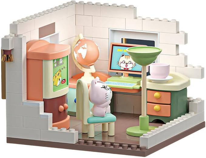 kvlidvo Koko's Cat Town DIY Miniature House Kit,Tiny House Home Office Building Kits,Purrfect Dollhouse with 254PCS,Gift for Cat Lovers Teens Kids Ages 3+. Purr-FECT Gift! (HY-120A2)
