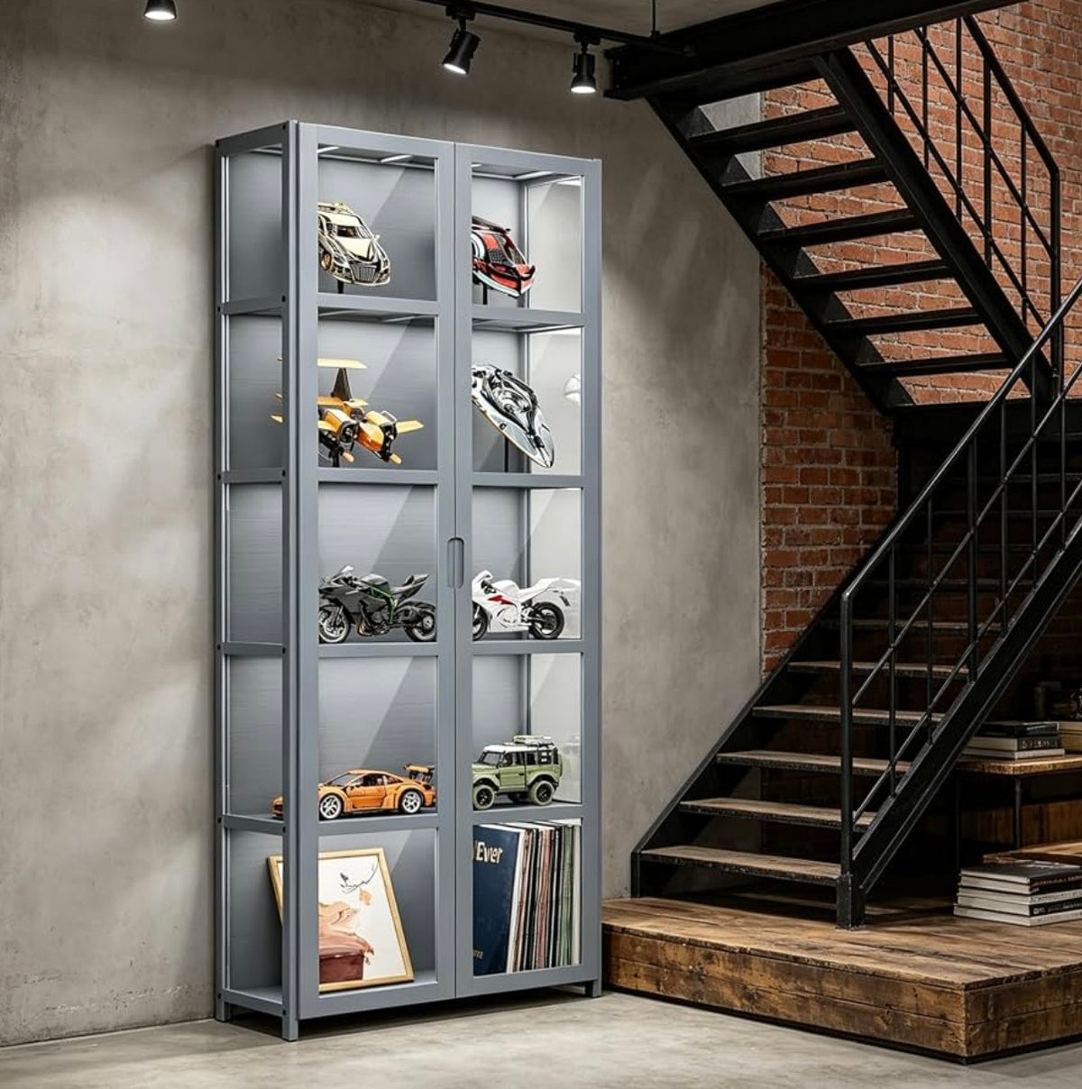 64" 5 Tier Curio Display Cabinet with Acrylic Doors, Gray
Large Capacity Storage, Collectibles Toy Showcase, For Living Room