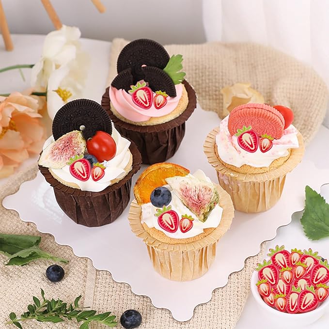 120 Pieces Tiny Strawberry Decor for Dollhouse Micro Resin Decor for DIY Crafts Mini Things for Fairy Garden Micro Landscaping Decoration