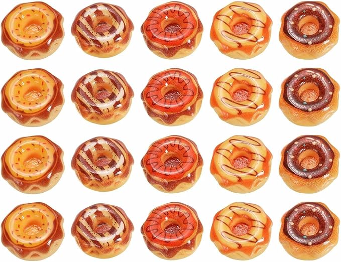 Dollhouse Miniature Food, Cute Mixed Chocolate Bread Figures Toys Mini Resin Foods Trinkets for Pretend Play Kitchen Cooking Game & Doll House Decor (Mixing Colors, 20pcs)