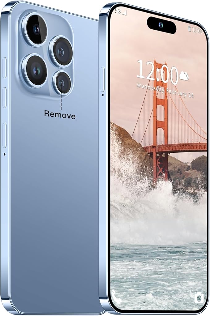 Huness 14PROMA X Smartphone Unlocked Cell Phone,Battery 6800mAh 6.82" HD Screen Unlocked Phones,16+512GB Android 14 with 128GB Memory Card,Dual SIM/Fingerprint Lock/Face ID/GPS (Blue, 16+512G)