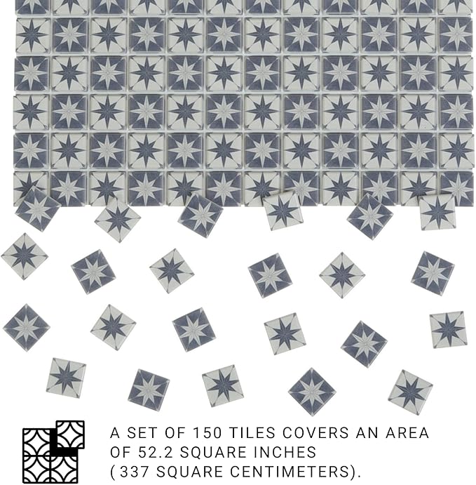 150 pcs, Dollhouse Flooring, 1:12 Scale Doll House Tiles, Miniature Checkerboard Floor, REDUCIO! (Starfall Mosaic)
