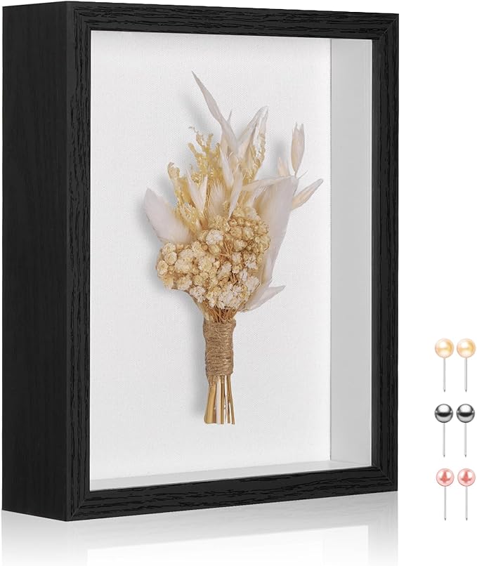8x10 Shadow Box Picture Frame Display Case with Soft Linen Back and Thickened Panel,Black Deep Shadow Memory Box Frame 8x10 for Flower Baby Pet Wedding Photo Craft Memorial Gift