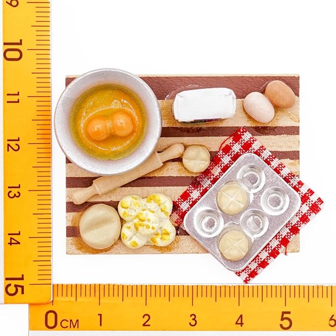 Odoria Dollhouse Kitchen Baking Miniature: 1/12 Scale Cookie Bread Bakery for Restaurant - Mini Food Making Realistic Rolling Pin Milk Eggs