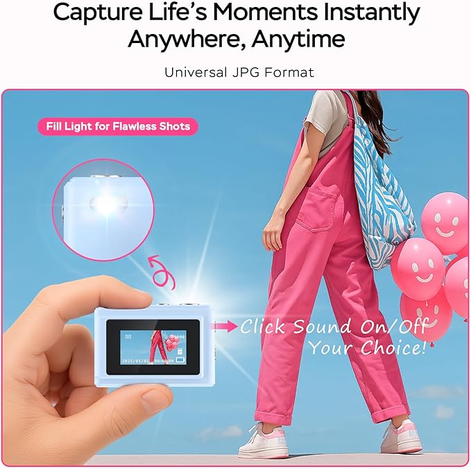 Dienspeak Mini Camera Keychain 1080P Video Recorder, 0.96" HD Display, 64GB, Long Battery Life, Vintage Compact Micro Cameras, Ultra-Portable Tiny Camcorder for Travel Study Recording, Blue