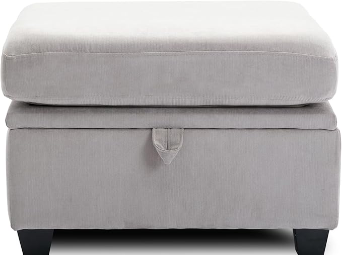asunflower Ottoman with Storage for Couch 25.2" Square Storage Ottoman Foot Rest for Living Room Large Ottomans for Dorm, Bedroom,Office with Deep Seating(Light Gray)