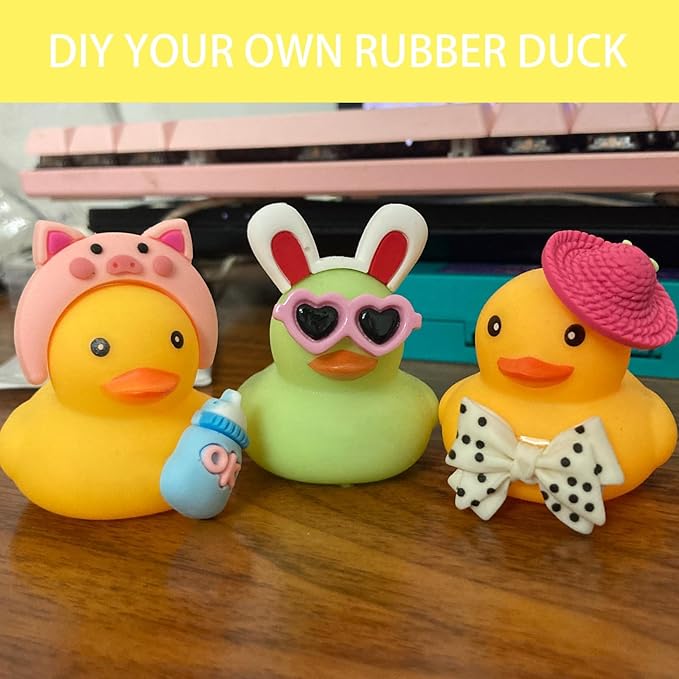 ZJXRMY Rubber Duck Accessories 49PCS - Decorations for Rubber Duck - Cute Accessories for Rubber Duck DIY (Stick On)