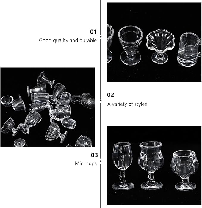 Abaodam 102 Pcs Candy Model Miniature Cups Mini Kitchen Accessories Wine Glasses Ornament ature Wine Cups ature Drinking s Adornment Toy Doll House Beer Mug Key Chain