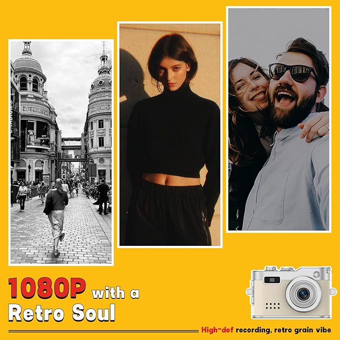Mini Keychain Camera, 1080P & 2MP Retro Aesthetic, 32GB Memory, Pocket-Sized Vintage Camera, Christmas Birthday Gift for Friends
