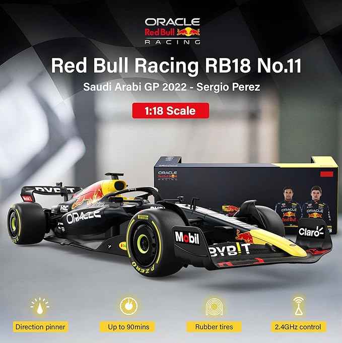 Voltz Toys Authentic Licensed 1:18 F1 RedBull Rb18 Car Remote Control Car - F1 Collection RC car Series for Kids and Adults - 2.4GHz RC Car for Gift (1:18 RedBull Rb18(NO.11))