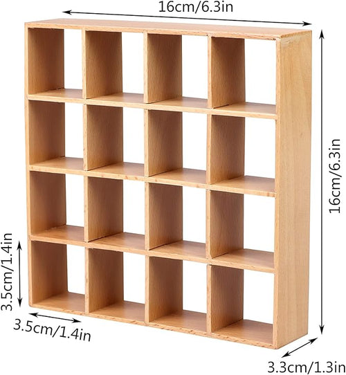 1: 12 Dollhouse Miniature Wooden Storage Rack 16 Grid Shelves Doll House Wall Rack Bookshelf Display Dollhouse Furniture Accessories