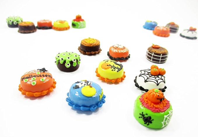 Dollhouse Miniature Food 9 Mini Halloween Mixed Cake 1.5 cm Bakery Supply 16081